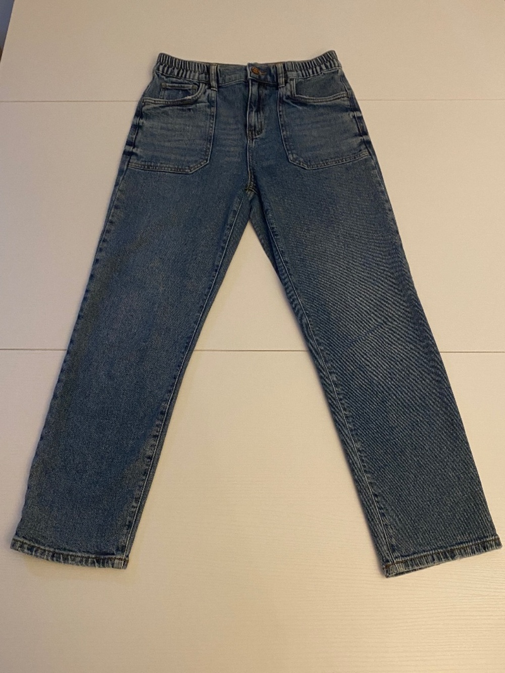 Sincerely Jules Elastic Waist Patch Pocket Mom Straight Leg Jeans Size 3/26